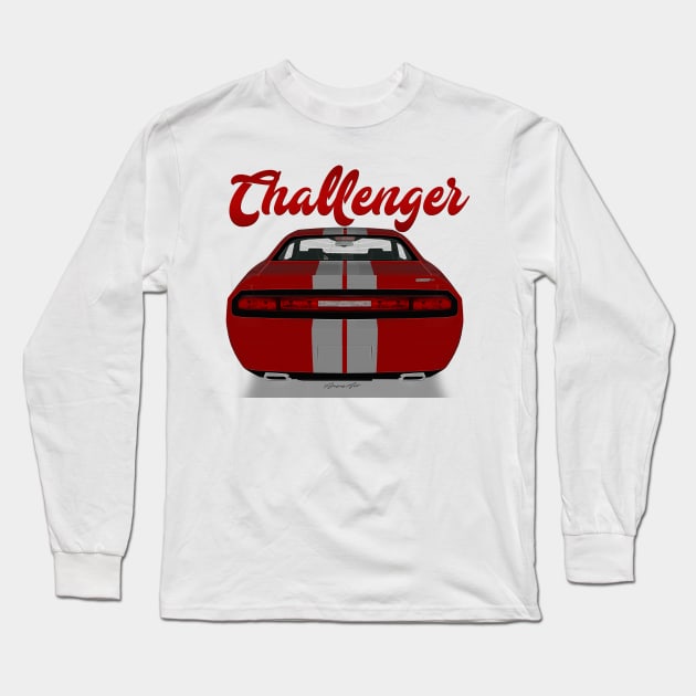 Challenger Srt-8 Red Stripe Back Long Sleeve T-Shirt by PjesusArt